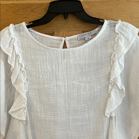 FAVLUX - Pretty White Ruffle Sleeve Blouse - Medium - Picture 4 of 16